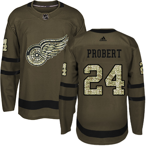 Adidas Red Wings #24 Bob Probert Green Salute to Service Stitched NHL Jersey